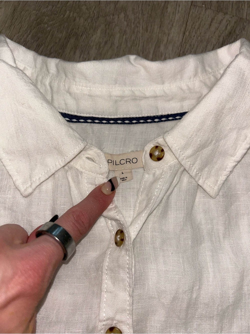 Anthropologie Pilcro Aly 100% Linen Puff-Sleeve Blouse white linen fabric Large - Picture 4 of 11